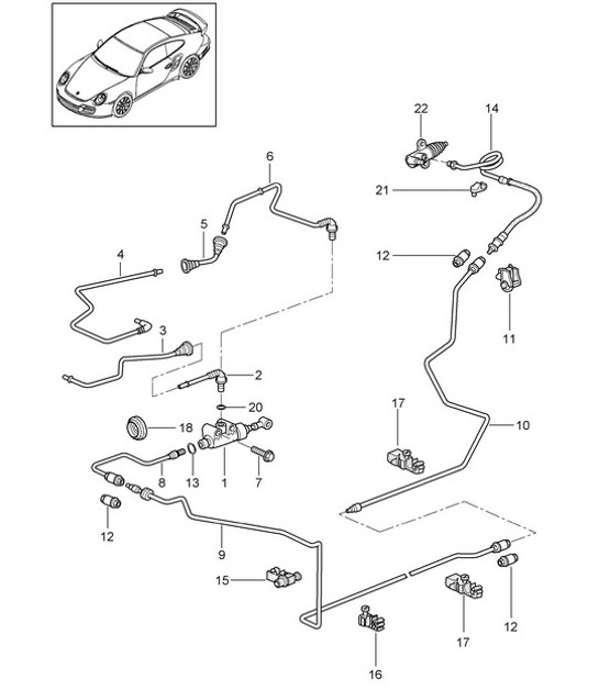 Diagram 702-005 Porsche Boxster S 986 3.2L 2003-04 Sistema de palanca manual, conjunto de pedales 