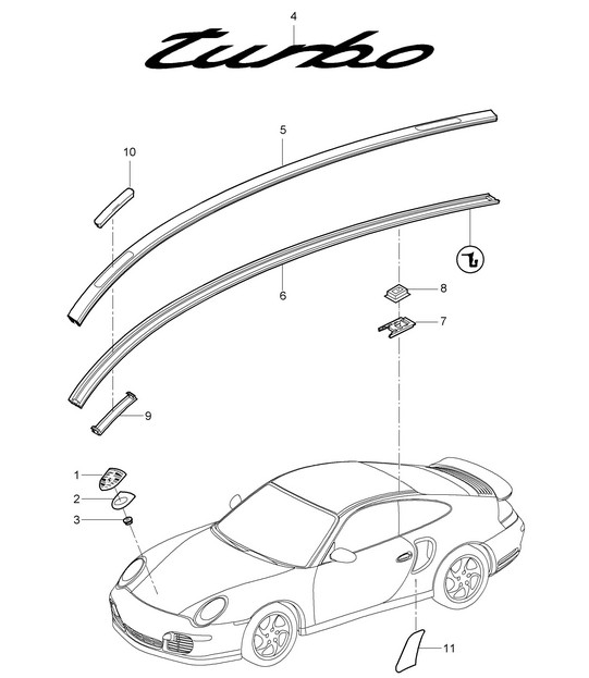 Inscriptions/Lettering / Decorative fittings / Stone guard film 997.2 Turbo / GT2 RS 2010-13