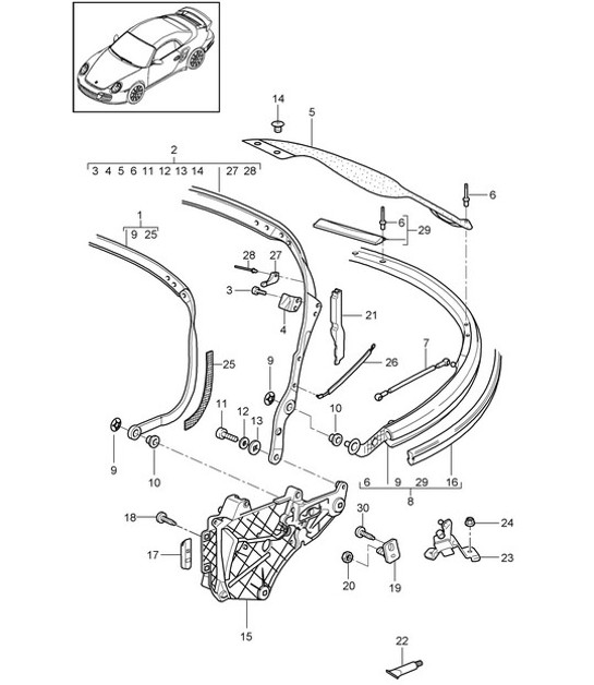 Diagram 811-010 Porsche 991 (911) MK1 2012-2016 Body