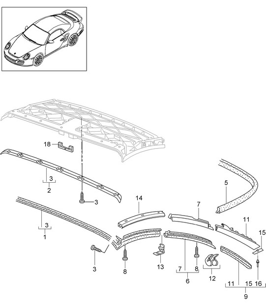 Convertible top / Seal - CABRIO - 997.2 Turbo 2010-13