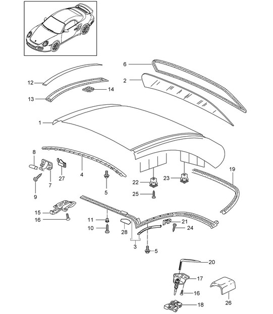 Hardtop / Accessories / Gaskets - PR:550 - 997.2 Turbo 2010-13
