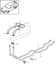 Heating system 1 / Feed line / Return line 997.2 Turbo / GT2 RS 2010-13