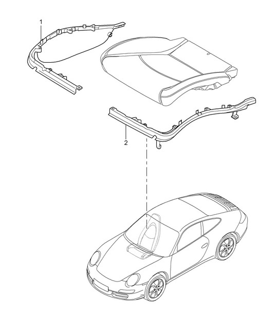 Cushion carrier / Frame / Seat surface / Standard seat / Comfort seat 997.2 Turbo / GT2 RS 2010-13