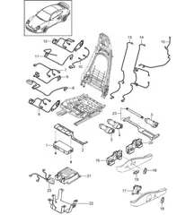 Wiring looms / Switch / Control unit / Electric motor / Standard seat / Comfort seat 997.2 Turbo / GT2 RS 2010-13