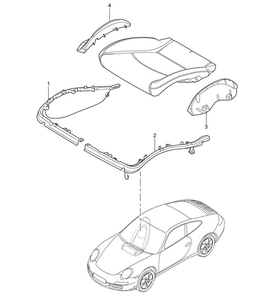 Cushion carrier / Frame / Seat surface / Sports seat 997.2 Turbo / GT2 RS 2010-13