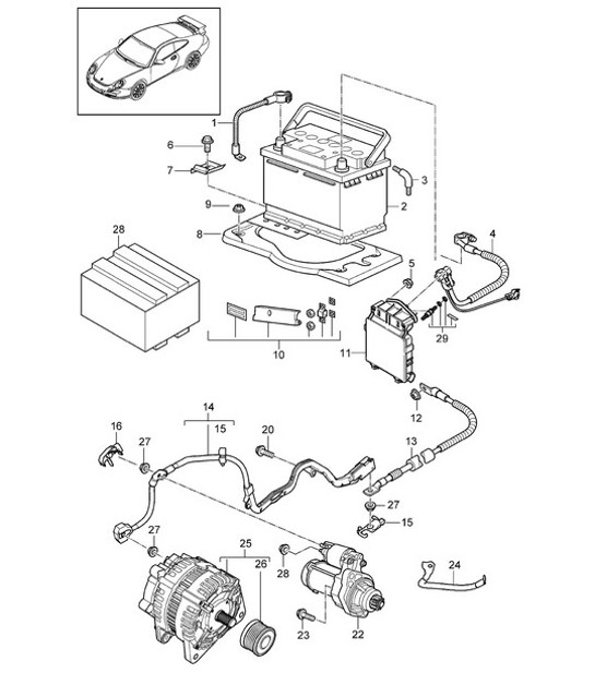 Diagram 902-005 Porsche Boxster 718 2.0L PDK (300 Bhp) Materiale elettrico