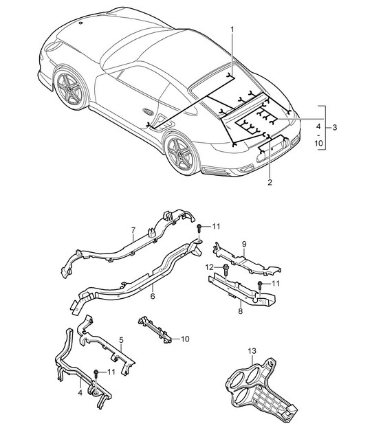 Wiring looms - REAR -  997.2 GT2 RS 2010-13