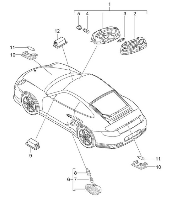 Diagram 903-004 Porsche 997 (911) MK1 2005-2008 Electrical equipment