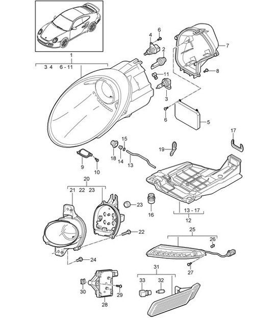 Diagram 905-000 Porsche Macan (95B) MK1 (2014-2018) Electrical equipment