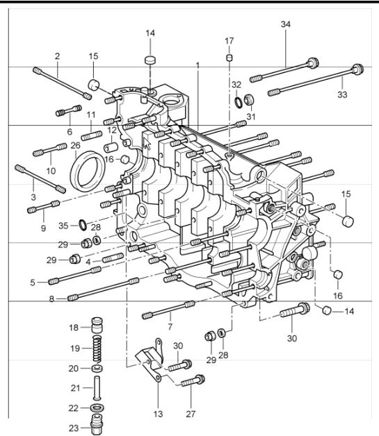 crankcase right  for 997.1 TURBO/GT2 M97.70 2007-09 and 997.1 GT2 RS M97.70 2011