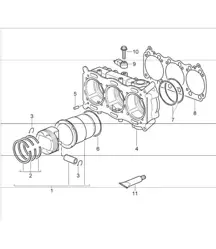 cylinder with piston for 997.1 TURBO/GT2 M97.70 2007-09 and 997.1 GT2 RS M97.70 2011