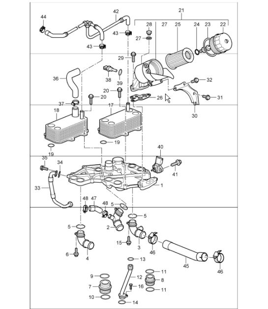 oil filter bracket  for 997.1 TURBO/GT2 M97.70 2007-09 and 997.1 GT2 RS M97.70 2011