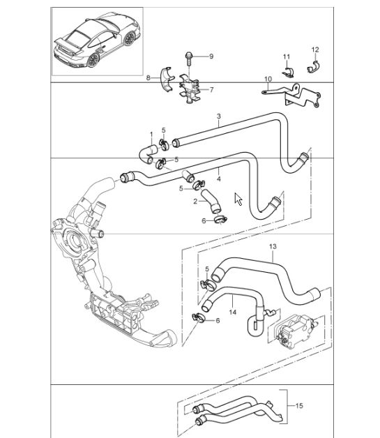 lines heating GT2 for  997.1 GT2 M97.70 I101 (Special GT2 engine parts) 2007-09