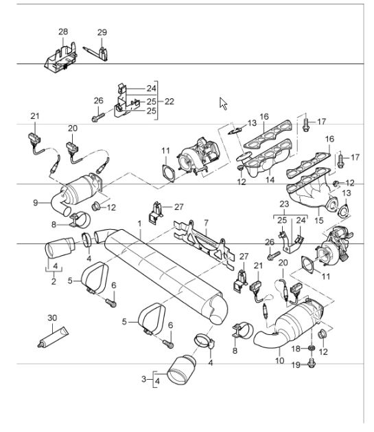 exhaust system for 997.1 GT2 M97.70 2008 ONWARDS