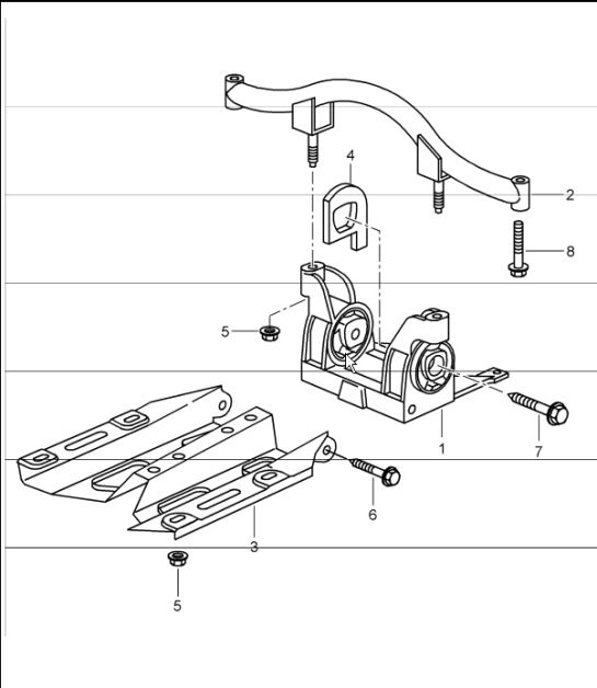 tiptronic: transmission suspension and mount intermediate flange for 997.1 TURBO A97.50 2007-09