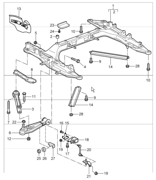 cross member, wishbone and cross member for 997.1 TURBO 2007-09