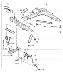 cross member, wishbone and cross member for 997.1 TURBO 2007-09