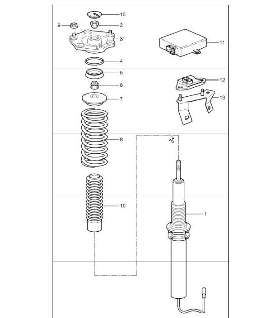 suspension shock absorber strut for 997.1 GT2 200709 Porsche Parts