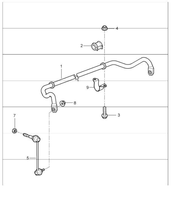 Diagram 402-05 Porsche Macan (95B) MK1 (2014-2018) Front Axle, Steering 