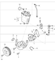 power steering, power-steering pump and container for 997.1 TURBO 2007-09