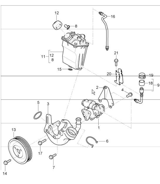 Diagram 403-03 Porsche Macan (95B) MK1 (2014-2018) Front Axle, Steering 