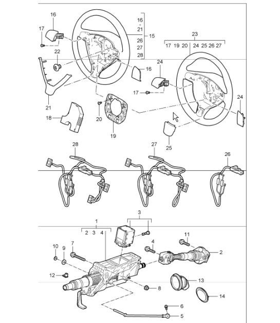 Diagram 403-05 Porsche Boxster 718 (982) 2017>> Vooras, besturing 