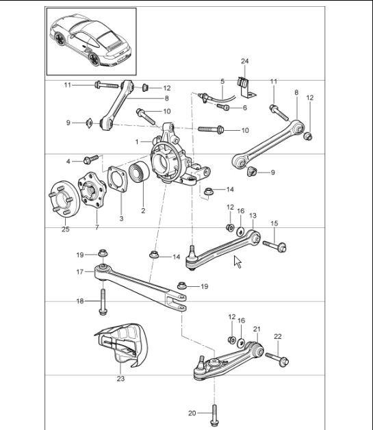 Diagram 501-00 Porsche 997 (911) MK1 2005-2008 Rear Axle