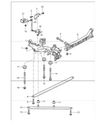 rear axle, side section and bracket 997.1 TURBO 2007-09