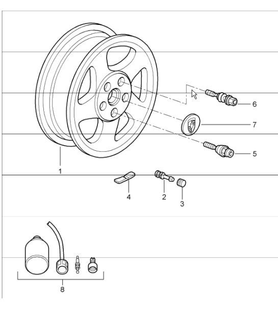 Diagram 601-00 Porsche 911 和 912（1965-1989） 车轮、制动器