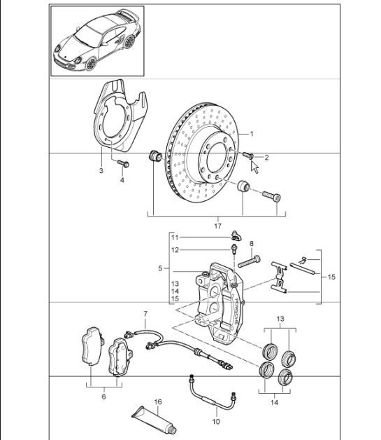 Diagram 602-00 Porsche Cayman 718C (982C) 2017>> Wheels, Brakes