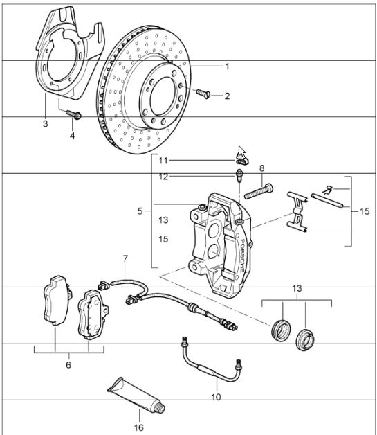 disc brake front axle 997.1 GT2 2007-09