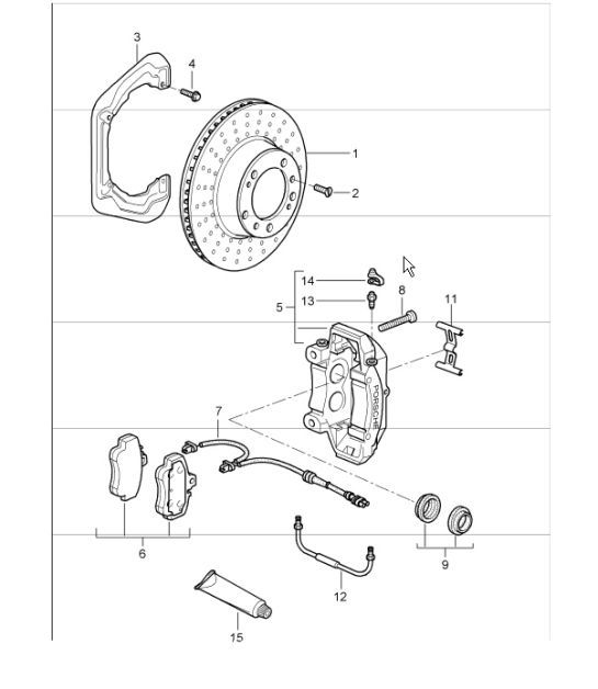 Diagram 603-01 Porsche Cayenne 9PA1 (957) 2007-2010 Wheels, Brakes