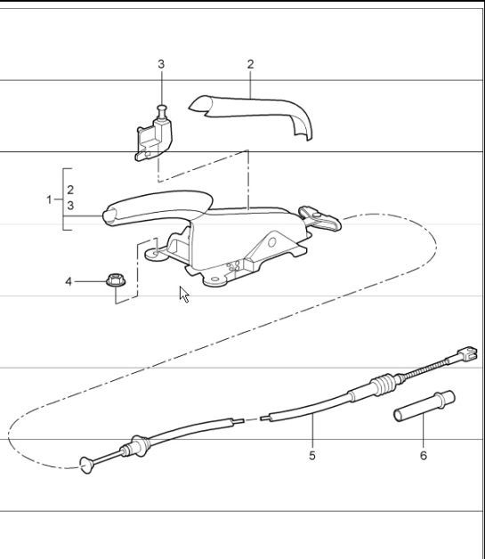 Diagram 701-05 Porsche 997 (911) MK1 2005-2008 Hand Lever System, Pedal Cluster 