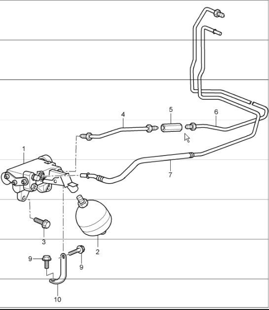Diagram 702-09 Porsche 996 C4 3.6L 09/01-2005 Hand Lever System, Pedal Cluster 