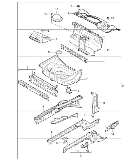body front section single parts 997.1 TURBO 2007-09
