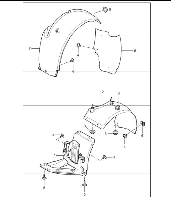 linings wheel housing 997.1 TURBO 2007-09