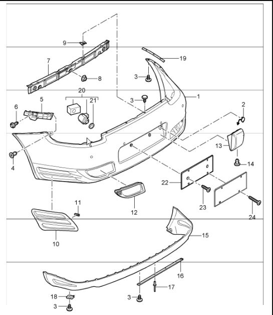 lining bumper rear 997.1 TURBO 2007-09