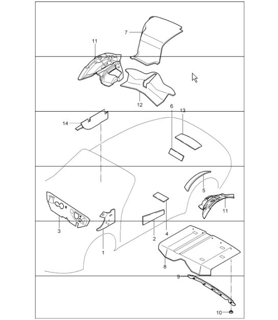 body sound proofing - 1 - for 997.1 TURBO CABRIO 2007-09