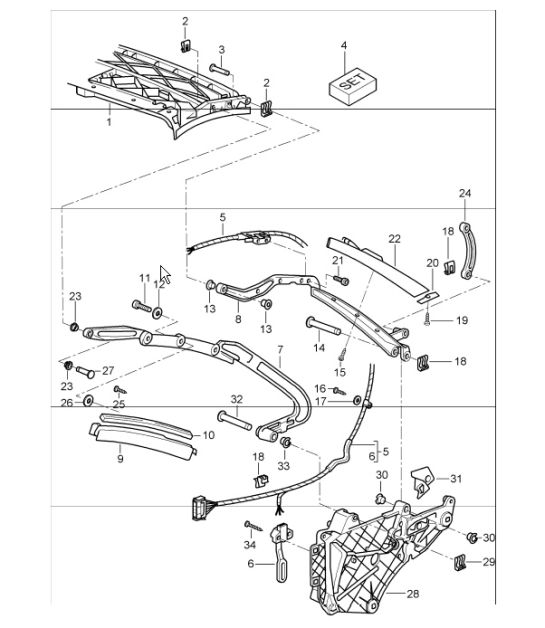 convertible top frame and single parts for 997.1 TURBO 2007-09