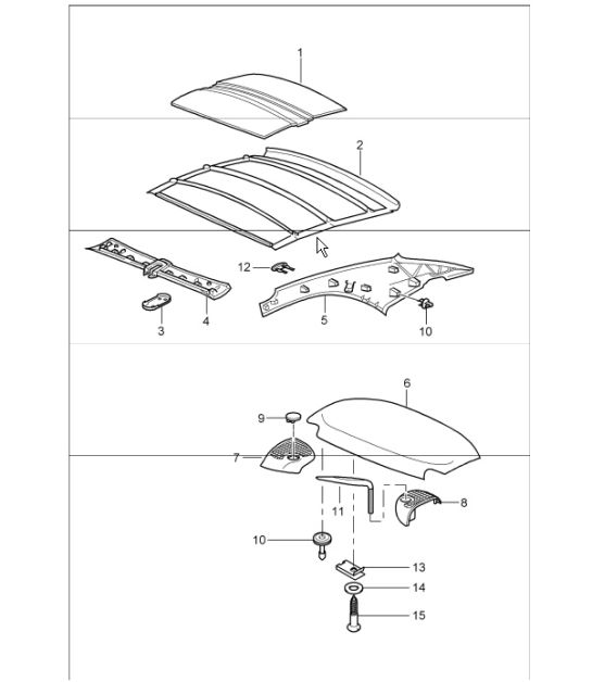 hardtop sound absorber 997.1 TURBO I550 (Hard Top) 2007-09