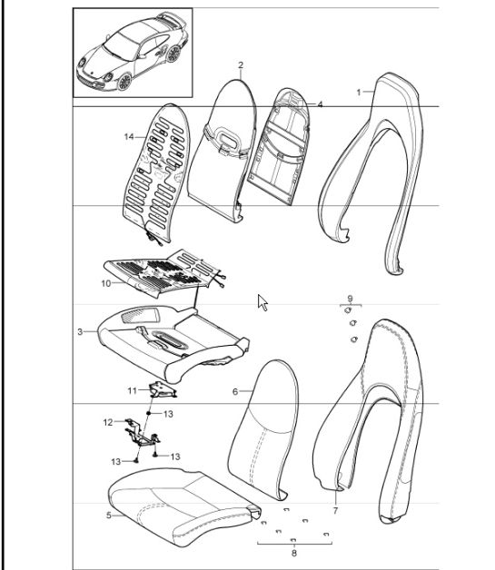 foam part, cover, comfort seat and ventilation component for 997.1 TURBO COUPE / CABRIO 2007-09