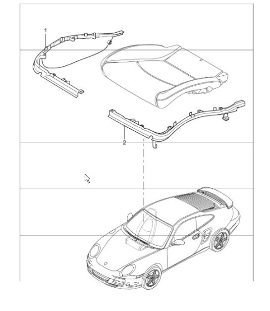 cushion carrier, frame and seat surface 997.1 TURBO COUPE / CABRIO 2007-09