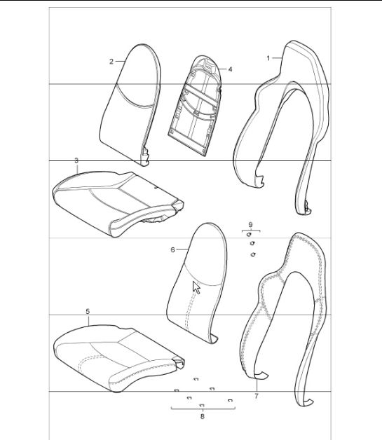foam part, cover, sports seat 997.1 TURBO 2007-09