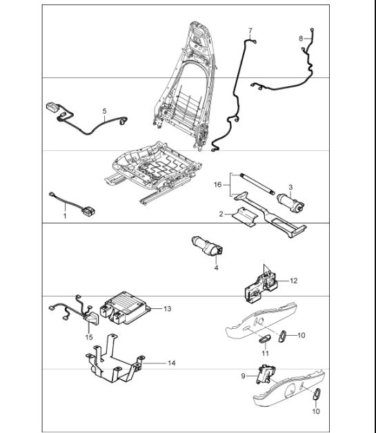 wiring harnesses: switch, control units, sports seat and comfort seat for 997.1 TURBO 2007-09