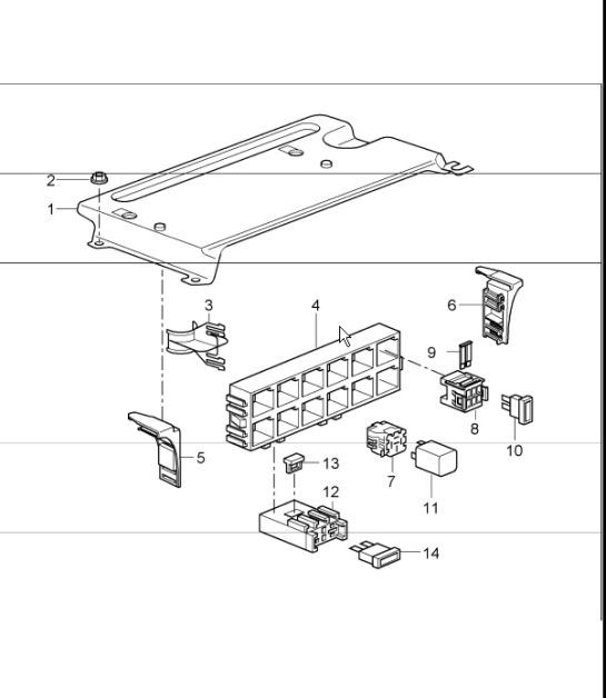 Diagram 902-01 Porsche Cayman S / R 3.4L 987C MKII 2009-12 Electrical equipment