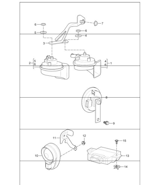 fanfare, horn and alarm system 997.1 TURBO 2007-09