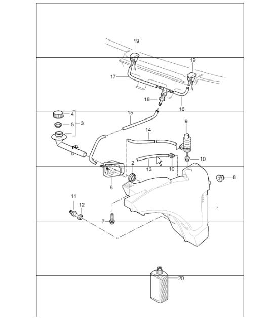 windscreen washer system 997.1 TURBO 2007-09
