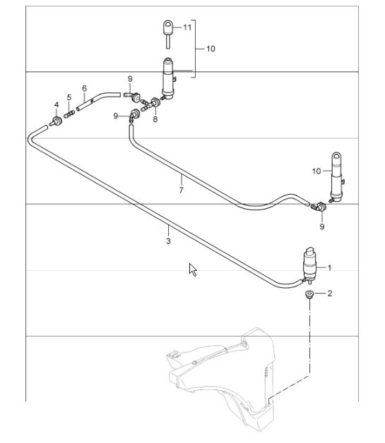 headlight washer system (I288) for 997.1 TURBO 207-09