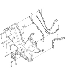 Cover for timing chain / Sealing flange - 4800,4850 - 955 Cayenne 2003-06