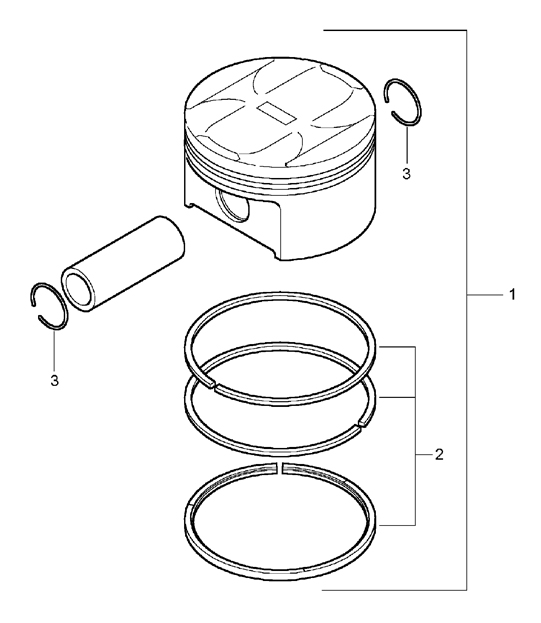 Piston, Piston rings - M48.00 / M48.50 - 955 Cayenne 2003-06